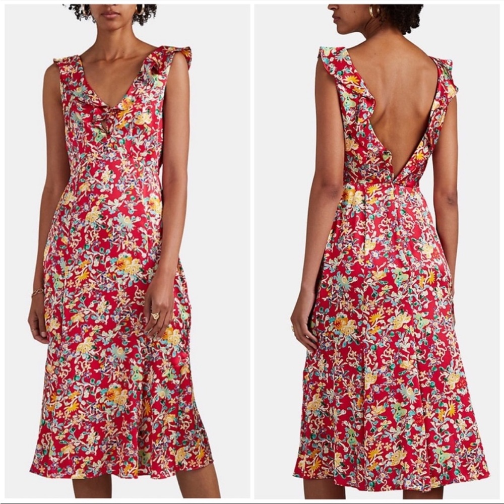 Saloni Silk Midi Floral Dress